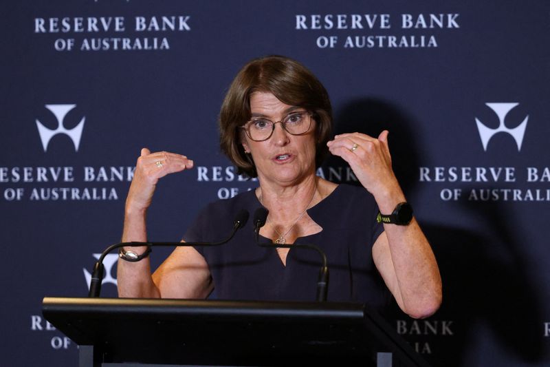 Governor of the Reserve Bank of Australia Michele Bullock speaks during a press conference, in Sydney, Australia, March 17, 2026. REUTERS/Hollie Adams