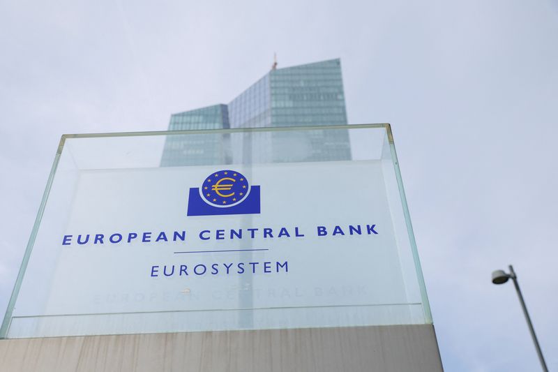 A view shows the logo of the European Central Bank (ECB) outside its headquarters in Frankfurt, Germany March 16, 2023. REUTERS/Heiko Becker