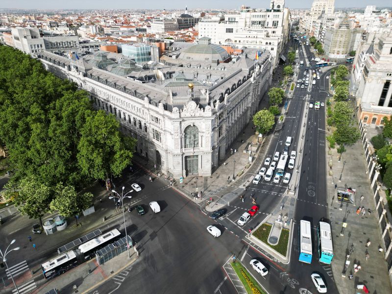 An aerial view shows Bank of Spain in Madrid, Spain, July 19, 2023. REUTERS/Guillermo Martinez