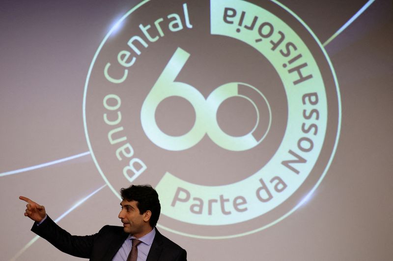 FILE PHOTO: President of the Central Bank of Brazil Gabriel Galipolo gestures during the 60th anniversary ceremony of the Central Bank of Brazil in Brasilia, Brazil April 2, 2025. REUTERS/Ueslei Marcelino/File Photo