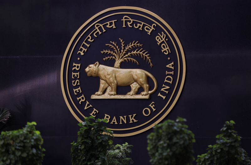 A Reserve Bank of India (RBI) logo is seen inside its headquarters in Mumbai, India, April 6, 2023. REUTERS/Francis Mascarenhas