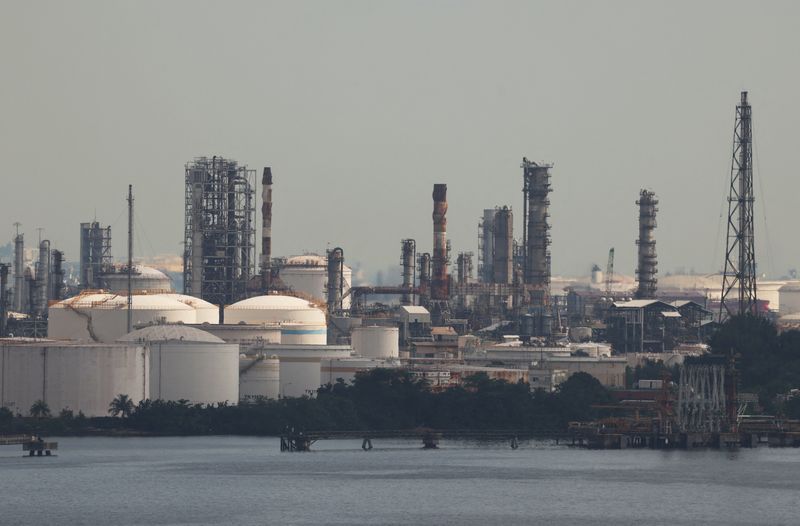 Oil refineries in Jurong Island, Singapore, March 24, 2026. REUTERS/Edgar Su