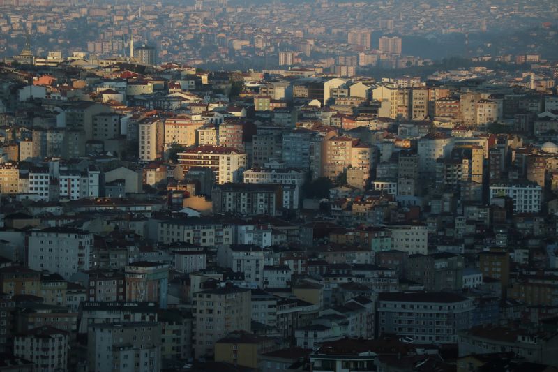 Early morning sunlight cuts across residential housing that stretches to the horizon of Istanbul's skyline in Turkey June 13, 2018. REUTERS/Russell Boyce