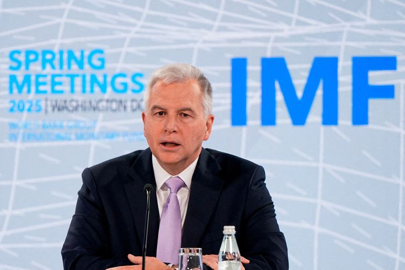 FILE PHOTO: Alfred Kammer, director of the International Monetary Fund's European Department, speaks during a press briefing at the 2025 annual IMF/World Bank spring meetings in Washington, D.C., U.S., April 25, 2025. REUTERS/Elizabeth Frantz/File Photo