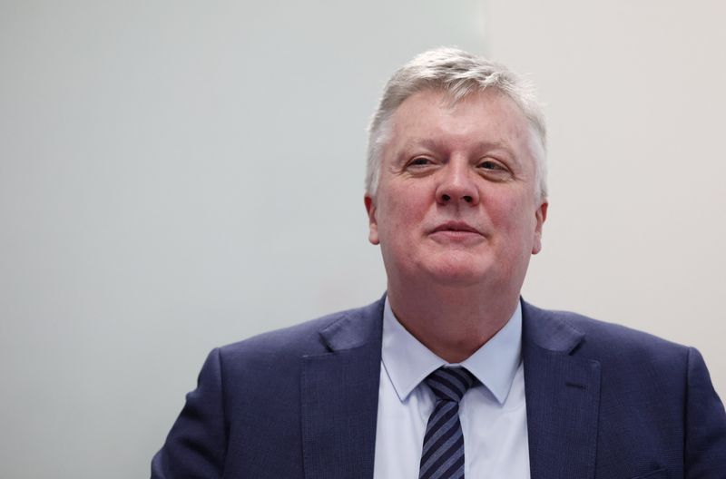 Chief Economist and Executive Director for Monetary Analysis and Research at the Bank of England Huw Pill looks on during an interview with Reuters at the Bank of England in London, Britain, February 12, 2025. REUTERS/Suzanne Plunkett