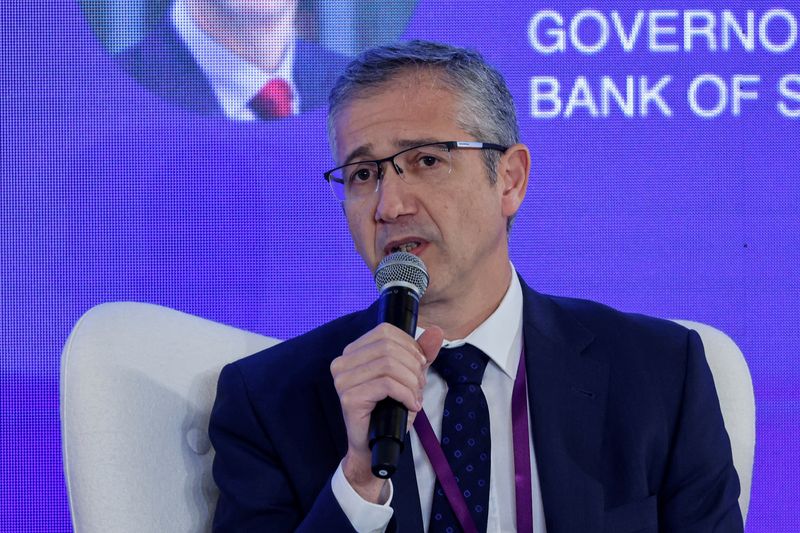 Bank of Spain Governor Pablo Hernandez de Cos, speaks during the HKMA-BIS High-Level Conference in Hong Kong, China November 28, 2023. REUTERS/Tyrone Siu