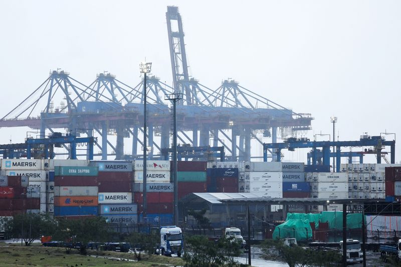 A view shows the shipping container yard, a part of the Port of Santos, in Guaruja, Brazil, August 6, 2025. REUTERS/Jorge Silva