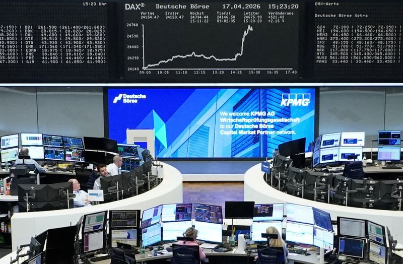 The German share price index DAX graph is pictured at the stock exchange in Frankfurt, Germany, April 17, 2026. REUTERS/Staff