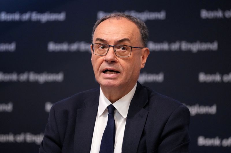 Bank of England Governor Andrew Bailey speaks during the Monetary Policy Report Press Conference at the Bank of England in London, Britain, April 30, 2026.     Kirsty Wigglesworth/Pool via REUTERS