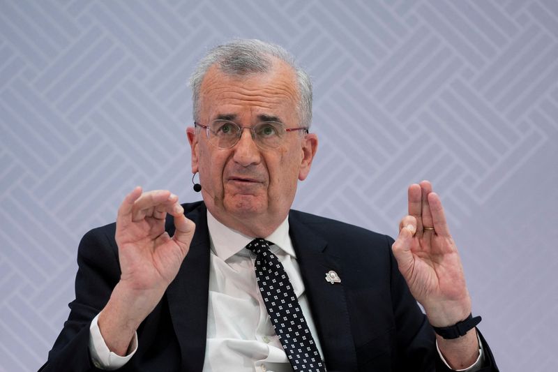 Governor of Banque de France, Francois Villeroy de Galhau takes part in "Debate on the Global Economy" during the 2026 annual IMF/World Bank Spring Meetings in Washington, D.C., U.S., April 16, 2026. REUTERS/Ken Cedeno