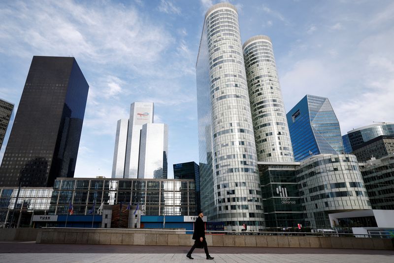 A man walks on the esplanade of La Defense in the financial and business district of La Defense, near Paris, France, January 27, 2025. REUTERS/Sarah Meyssonnier