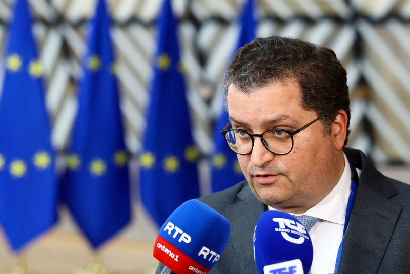 FILE PHOTO: Portugal's Finance Minister Joaquim Miranda Sarmento attends a Eurozone Finance Ministers meeting in Brussels, Belgium May 4, 2026.  REUTERS/Yves Herman/File Photo