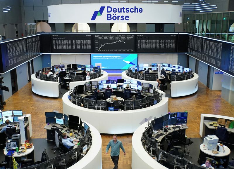 The German share price index DAX graph is pictured at the stock exchange in Frankfurt, Germany, May 5, 2026.     REUTERS/staff