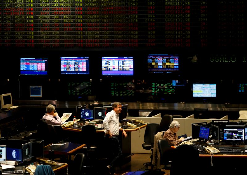 Traders work on the floor of the Buenos Aires Stock Exchange, in Buenos Aires, Argentina February 26, 2020. REUTERS/Agustin Marcarian