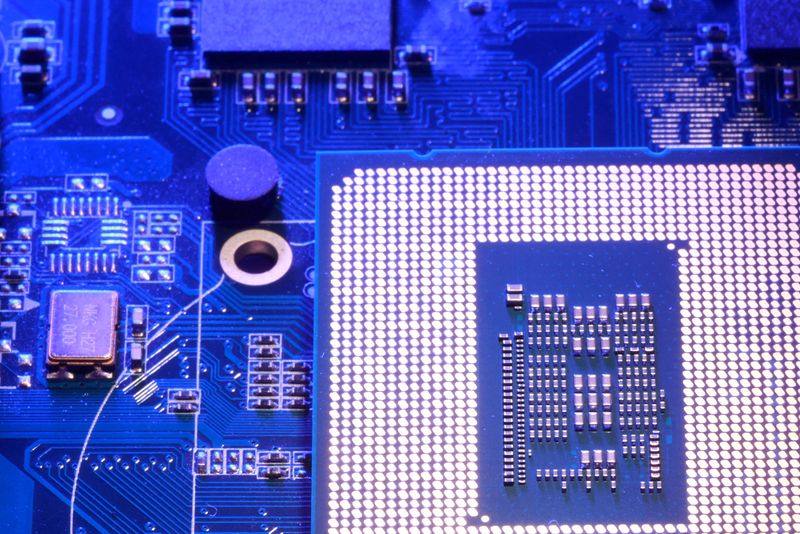 Computer motherboard and chip appear in this illustration taken August 25, 2025. REUTERS/Dado Ruvic/Illustration