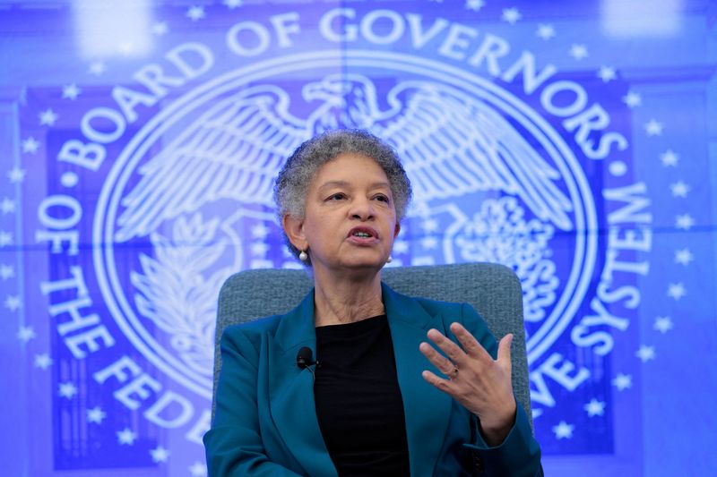 Federal Reserve Bank of Boston President Susan Collins speaks during a panel before the "Strengthening America's Economy Through Rural Investment: a Working Forum" hosted by the Federal Reserve Board of Governors, in Washington, D.C., U.S., April 14, 2026. REUTERS/Evan Vucci
