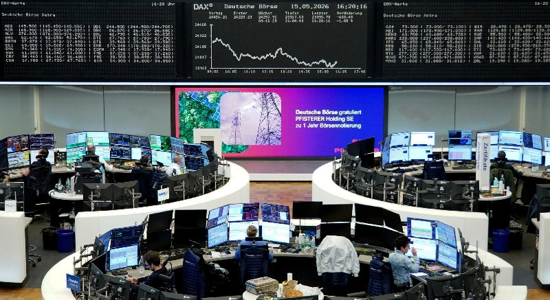 The German share price index DAX graph is pictured at the stock exchange in Frankfurt, Germany, May 15, 2026.     REUTERS/staff