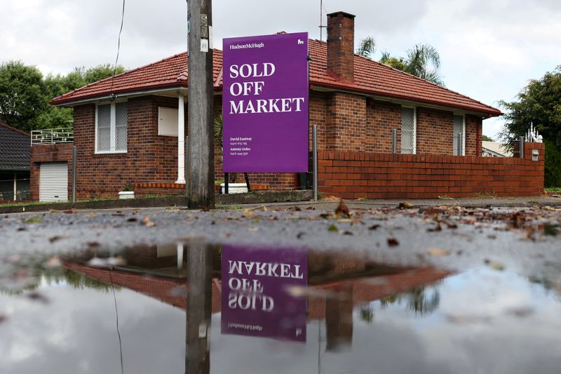 FILE PHOTO: FILE PHOTO: A ‘Sold Off Market’ sign is displayed outside a property in Sydney, Australia, May 12, 2026. REUTERS/Hollie Adams/File Photo/File Photo