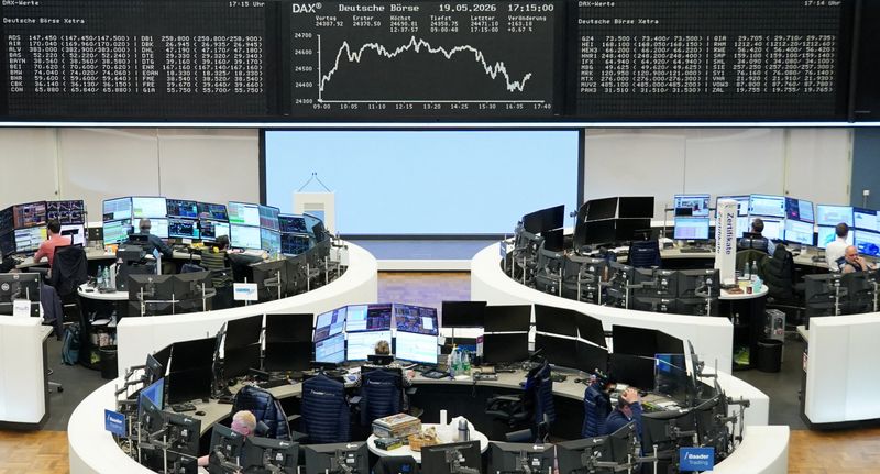 The German share price index DAX graph is pictured at the stock exchange in Frankfurt, Germany, May 19, 2026.     REUTERS/staff