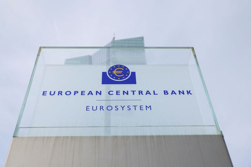 A view shows the logo of the European Central Bank (ECB) outside its headquarters in Frankfurt, Germany March 16, 2023. REUTERS/Heiko Becker