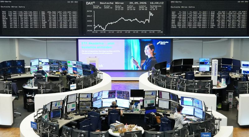 The German share price index DAX graph is pictured at the stock exchange in Frankfurt, Germany, May 20, 2026.     REUTERS/staff