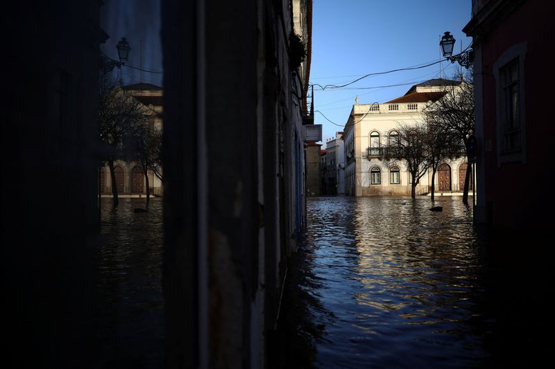 View of a flooded area after storm Leo passed by Alcacer do Sal, Portugal, February 5, 2026. REUTERS/Pedro Nunes