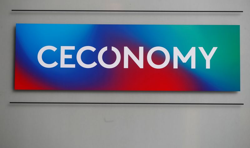 The logo of Ceconomy AG is pictured at the company's headquarters in Duesseldorf, Germany, August 9, 2019. REUTERS/Wolfgang Rattay/File Photo
