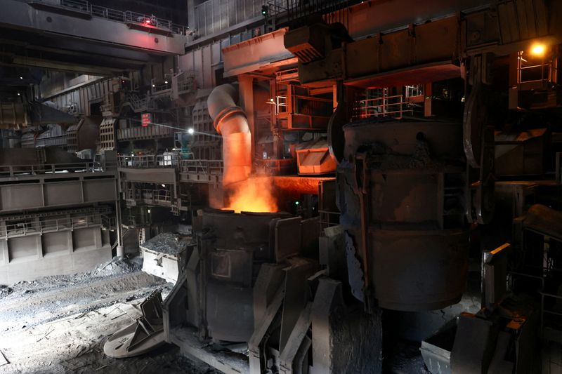 FILE PHOTO: A ThyssenKrupp steel factory in Duisburg, Germany, November 5, 2025. REUTERS/Leon Kuegeler/File Photo
