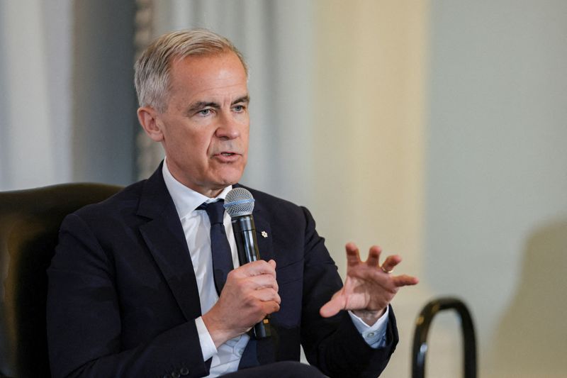 FILE PHOTO: Canadian Prime Minister Mark Carney speaks to the Economic Club of New York in New York City, U.S., May 28, 2026. REUTERS/Jeenah Moon/File Photo