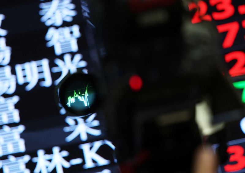 The TAIEX index is pictured through a camera viewfinder at the Taiwan Stock Exchange in Taipei, Taiwan April 21, 2026.  REUTERS/Edgar Su