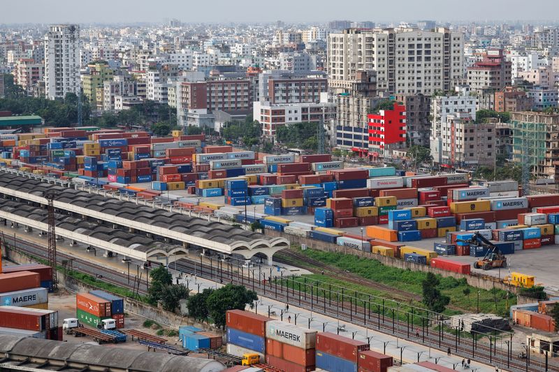 Containers are seen at Dhaka Inland Container Depot, in Dhaka, Bangladesh, June 24, 2025. REUTERS/Mohammad Ponir Hossain