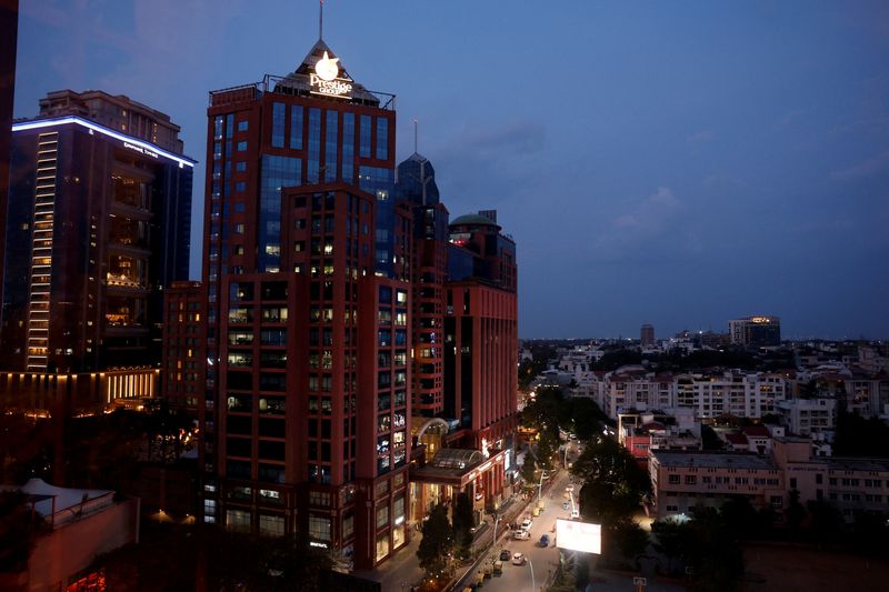 A city skyline with apartment blocks and office buildings, in Bengaluru, India, May 10, 2026. REUTERS/Priyanshu Singh
