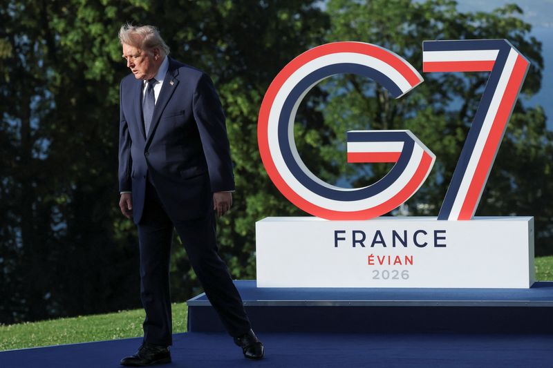 U.S. President Donald Trump walks during the G7 summit in Evian-les-Bains, France, June 15, 2026. REUTERS/Christian Hartmann