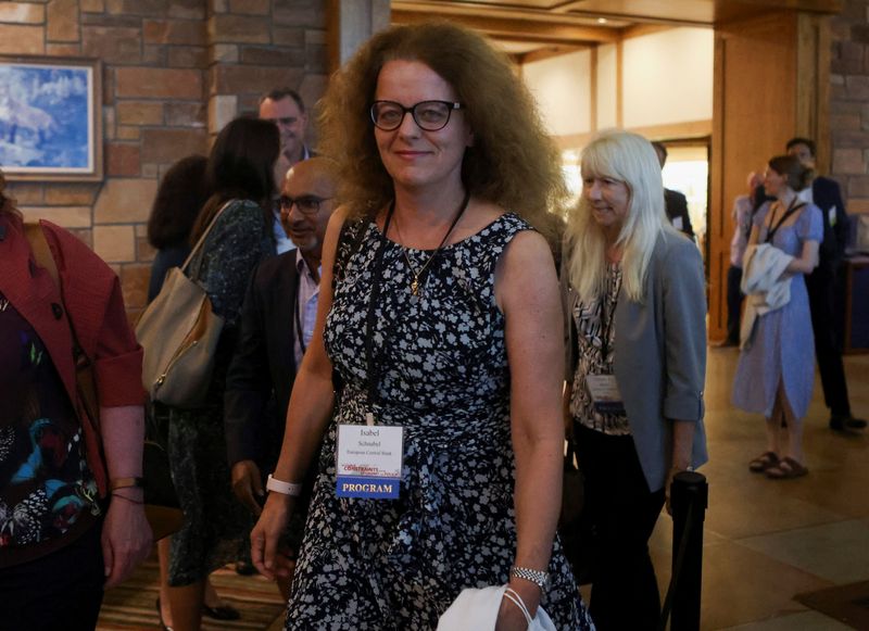 European Central Bank board member Isabel Schnabel attends a dinner program at Grand Teton National Park where financial leaders from around the world are gathering for the Jackson Hole Economic Symposium outside Jackson, Wyoming, U.S., August 25, 2022. REUTERS/Jim Urquhart