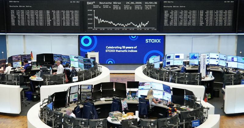 The German share price index DAX graph is pictured at the stock exchange in Frankfurt, Germany, June 24, 2026.  REUTERS/staff