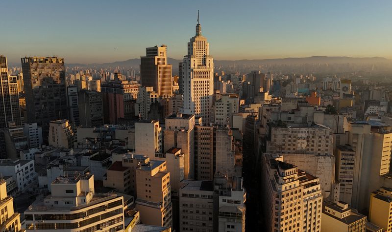 A drone view shows Farol Santander building and downtown Sao Paulo, Brazil, May 7, 2026. REUTERS/Amanda Perobelli
