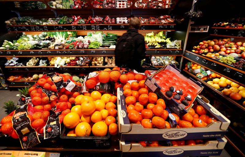 Full shelves with fruits are pictured in a supermarket, in Berlin, Germany, March 17, 2020.   REUTERS/Fabrizio Bensch