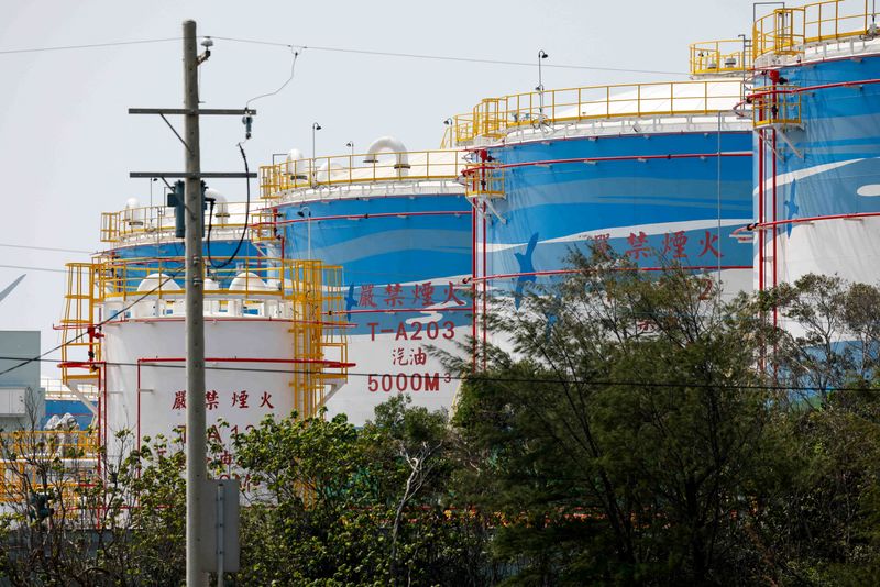 FILE PHOTO: Oil storage tanks in Taoyuan, Taiwan, March 20, 2026. REUTERS/Ann Wang/File Photo