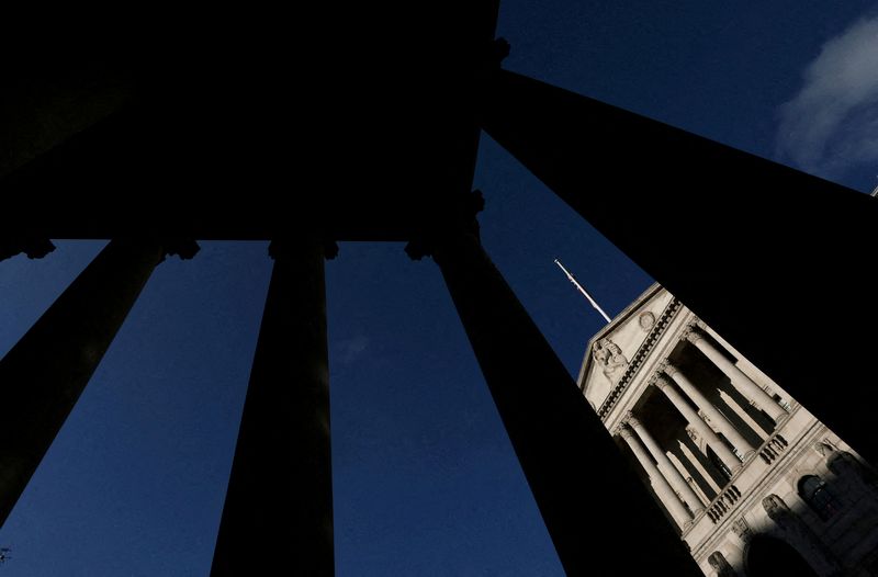 FILE PHOTO: The Bank of England building in London, Britain, February 6, 2025.  REUTERS/Toby Melville/File Photo