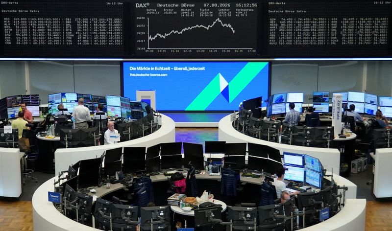 The German share price index DAX graph is pictured at the stock exchange in Frankfurt, Germany, August 7, 2026. REUTERS/Staff