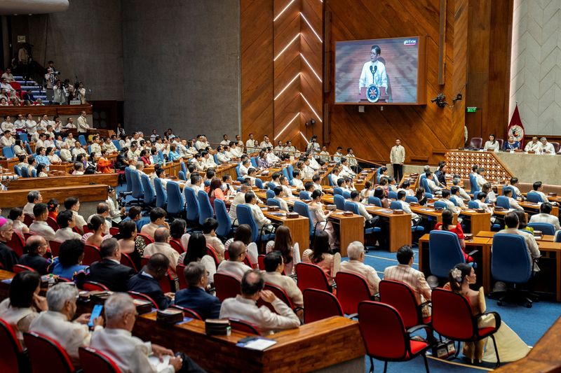 Philippine President Ferdinand Marcos Jr delivers his fifth State of the Nation Address (SONA), at the House of Representatives, in Quezon City, Metro Manila, Philippines, July 27, 2026. REUTERS/Lisa Marie David