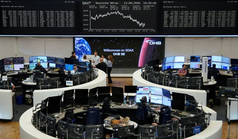 The German share price index DAX graph is pictured at the stock exchange in Frankfurt, Germany, August 13, 2026. REUTERS/Staff