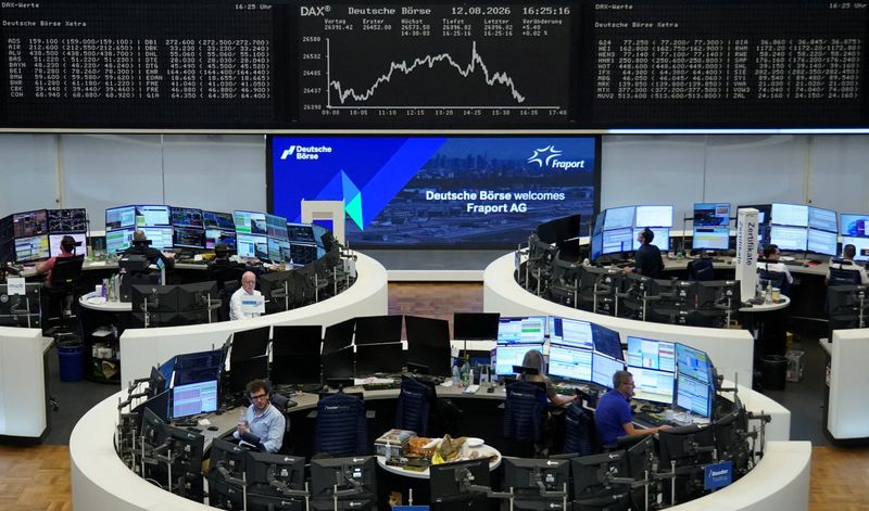 The German share price index DAX graph is pictured at the stock exchange in Frankfurt, Germany, August 12, 2026. REUTERS/Staff