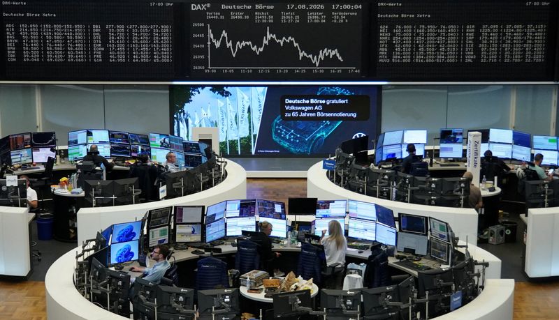 The German share price index DAX graph is pictured at the stock exchange in Frankfurt, Germany, August 17, 2026. REUTERS/Staff