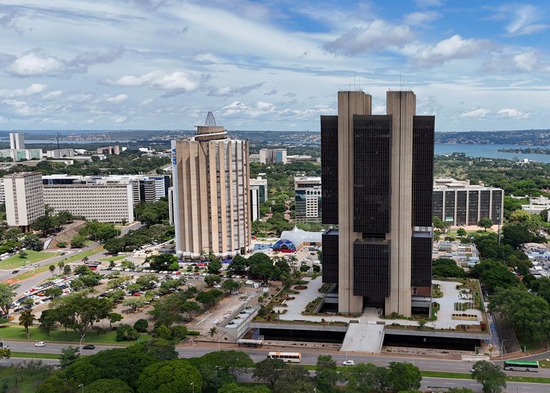 FILE PHOTO: A drone view shows the Central Bank headquarters building in Brasilia, Brazil, December 26, 2024. REUTERS/Ueslei Marcelino/File Photo