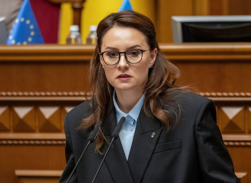 Newly appointed Ukrainian Prime Minister Yulia Svyrydenko attends a session of Ukrainian parliament, amid Russia's attack on Ukraine, in Kyiv, Ukraine July 17, 2025. REUTERS/Andrii Nesterenko/ File Photo