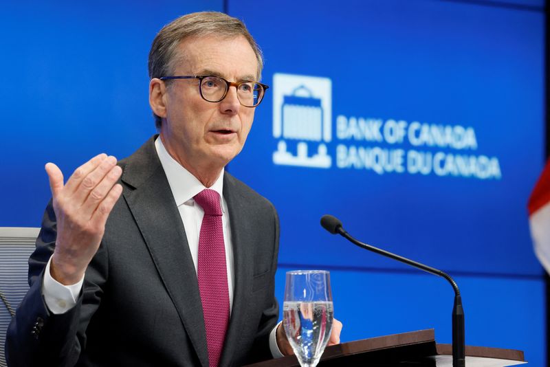 FILE PHOTO: Bank of Canada Governor Tiff Macklem takes part in a press conference following the release of a Financial Stability Report in Ottawa, Ontario, Canada May 8, 2025. REUTERS/Blair Gable/File Photo
