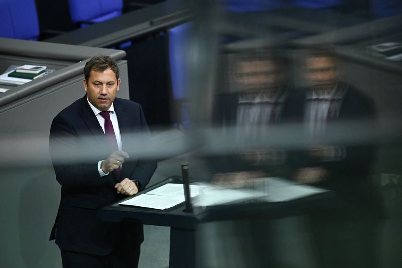 German Vice Chancellor and Finance Minister Lars Klingbeil speaks during a plenum session of the lower house of parliament, the Bundestag, to vote on the Federal Government's draft legislation for the 2025 federal budget, in Berlin, Germany September 18, 2025.  REUTERS/Annegret Hilse
