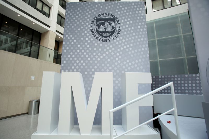 International Monetary Fund logo is seen inside the headquarters at the end of the IMF/World Bank annual meetings in Washington, U.S., October 9, 2016. REUTERS/Yuri Gripas
