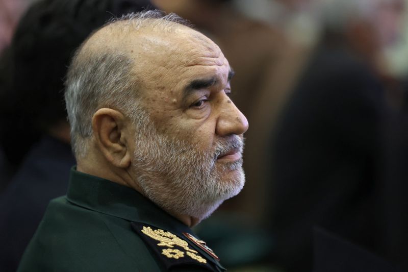 FILE PHOTO: Islamic Revolutionary Guard Corps (IRGC) Commander-in-Chief Major General, Hossein Salami attends a ceremony in Tehran, Iran, January 2, 2025. Majid Asgaripour/WANA (West Asia News Agency) via REUTERS/File Photo